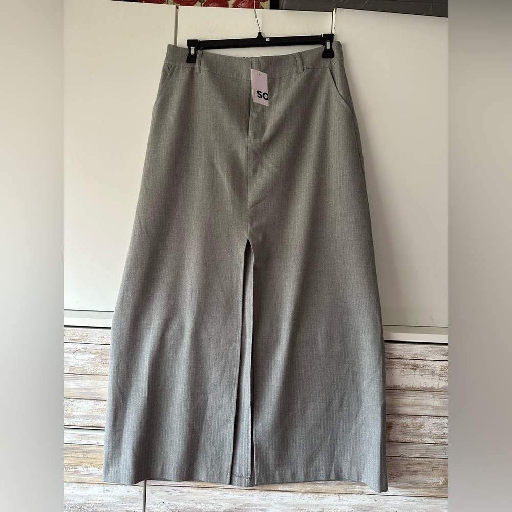 🩶 NWT SO Grey Maxi Skirt XL Juniors 21” Front Slit Stretch